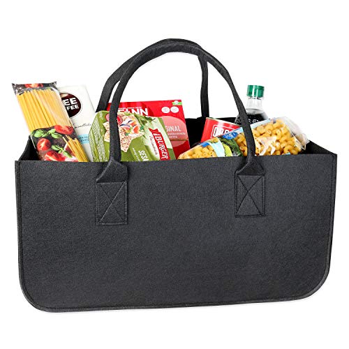Schramm 1 oder 2 Stück Filztasche Tasche aus Filz schwarz 50x25x25 cm Kaminholztasche Holzkorb Einkaufstasche Filzkorb Zeitungskorb Shopper Taschen Filztaschen, Größe: 2 Stück-2