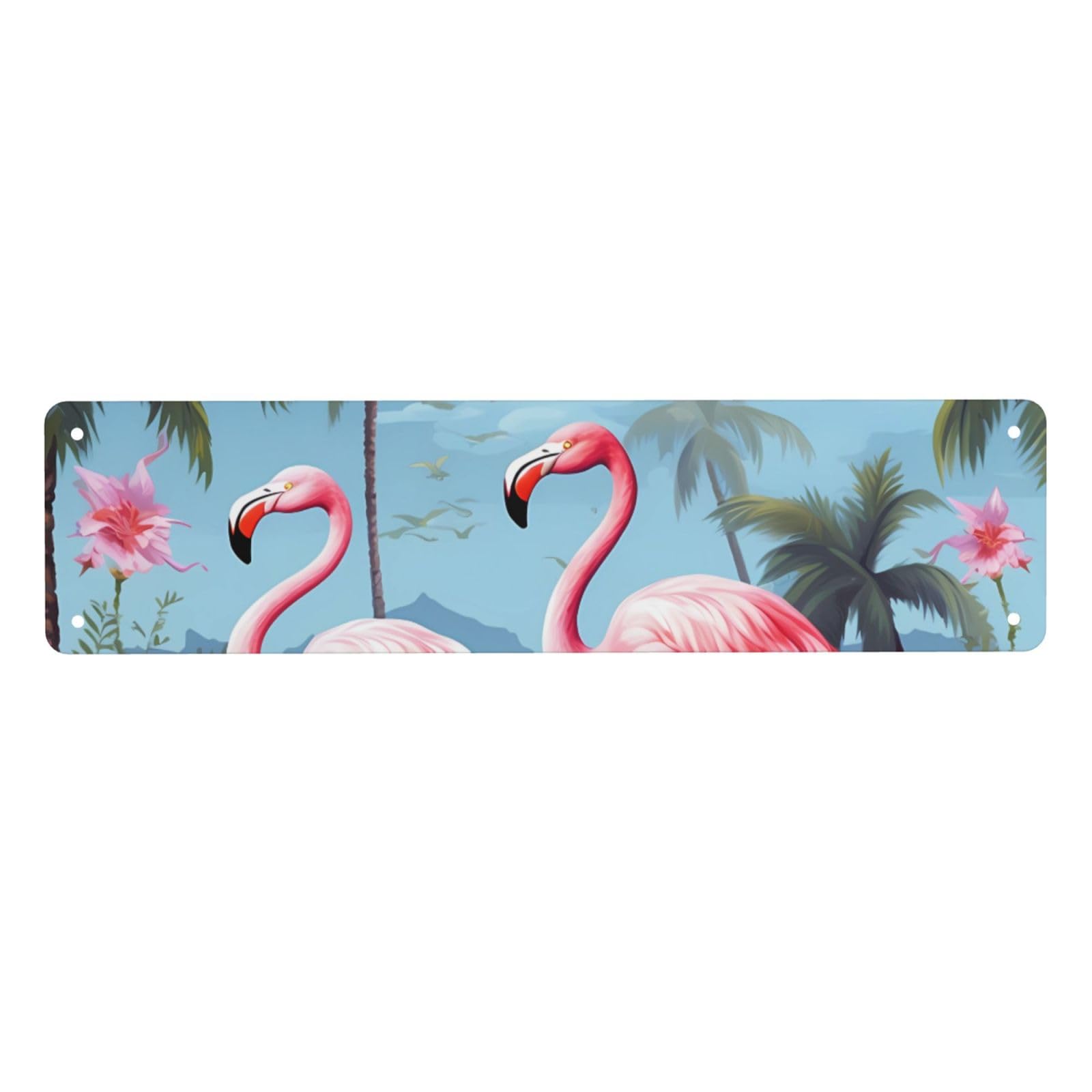 Vintage Metal Tin Signs Retro Garage Signs Stylish Wall Art Plaques for Home Decor Unique Poster 4x16 Inch Tropical flamingos Metal Sign Outdoor Wall Decorations Gifts