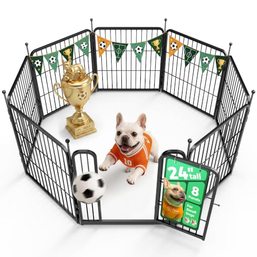 FXW Rollick Unleashed Dog Playpen for Indoor, Yard, RV Camping, 24 inch 8 Panels for Small and Puppy Dogs, Black│Patented