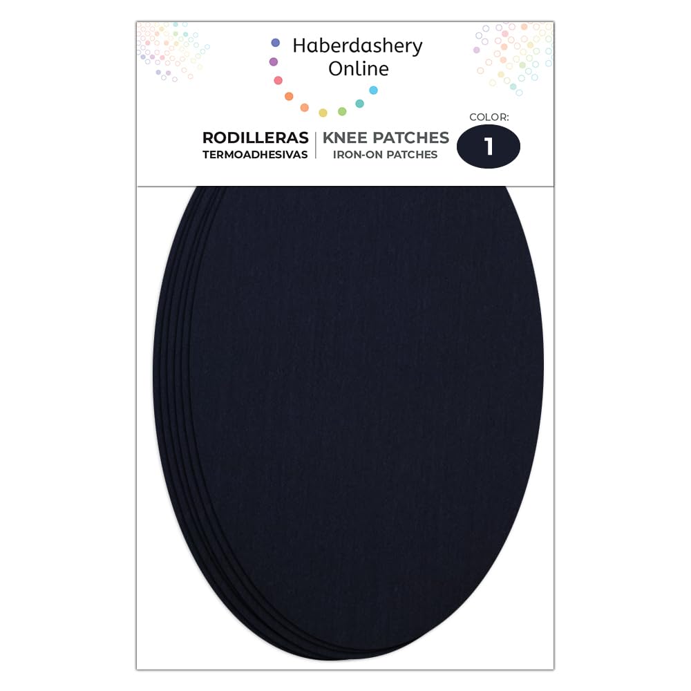 24 Navy Iron-On Fabric Repair Patches โ Knee & Elbow Patches for Clothes, Trousers, Jackets, Sweaters & Shirts, 16 x 10 cm