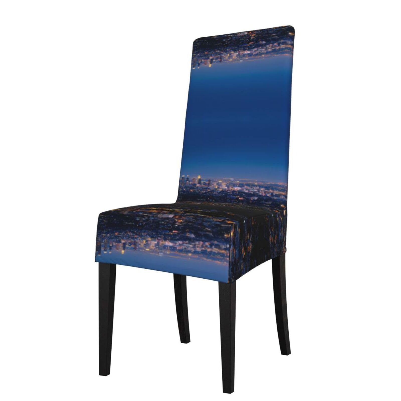 YYHWHJDE Los Angeles Skyline Prints Dining Chair Throw Covers - Stretchable Slipcovers, Ideal for Renewing Furniture & Protecting from Kids & Pets!