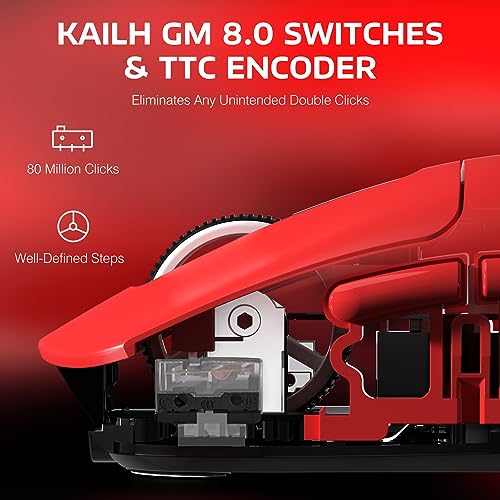 Image of ATTACK SHARK X3 Lightweight Wireless Gaming Mouse with Tri-Mode 2.4G /USB-C Wired /Bluetooth,26K DPI, PAW3395 Optical Sensor,Kailh GM8.0 Switch,5 programmable Buttons for PC /Win /Mac(Red)