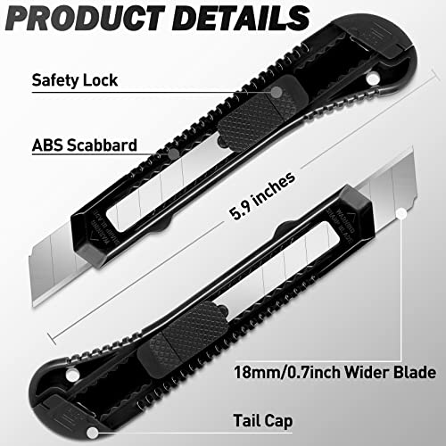 Image of DIYSELF 30 Pack Box Cutter Retractable, Box Cutters with 18mm Wide Utility Blades, Sharp Utility Knife Retractable, Box Cutter Knife for Office, Home, Arts Crafts, Hobby, Cardboard, Paper