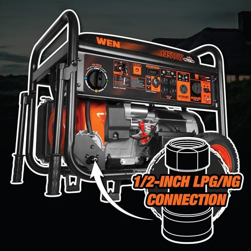 Image of WEN 14,500-Watt 120V /240V Tri-Fuel Generator for Gas, Propane, and Natural Gas, Transfer-Switch Ready with Electric Start and Wheel Kit (TF-1450)