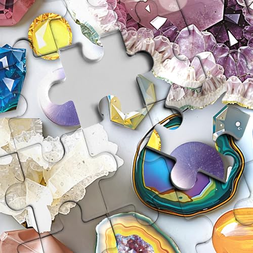 Magic 3D Crystal Puzzles para adultos 1000 piezas naturaleza, rompecabezas de arte estético colorido y desafiante en forma de diamante miniatura 3
