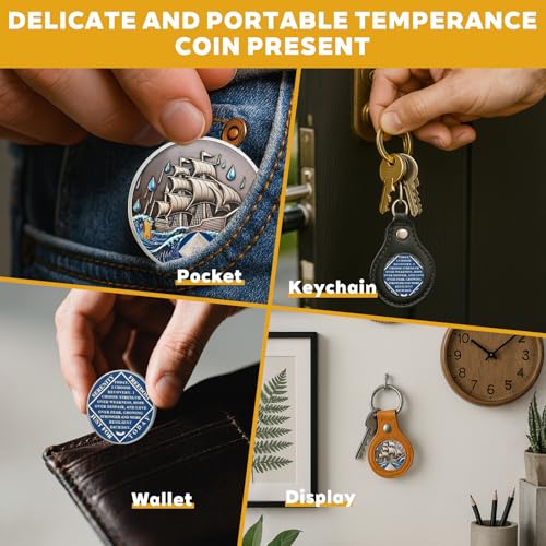 Image of NA Sobriety Coin - NA Medallions with Sailing Ship and Ocean Sobriety Chips NA Coins - Ideal Narcotics Anonymous Gifts for Men ＆ Women Celebrating Recovery and Living Clean (17 Year)