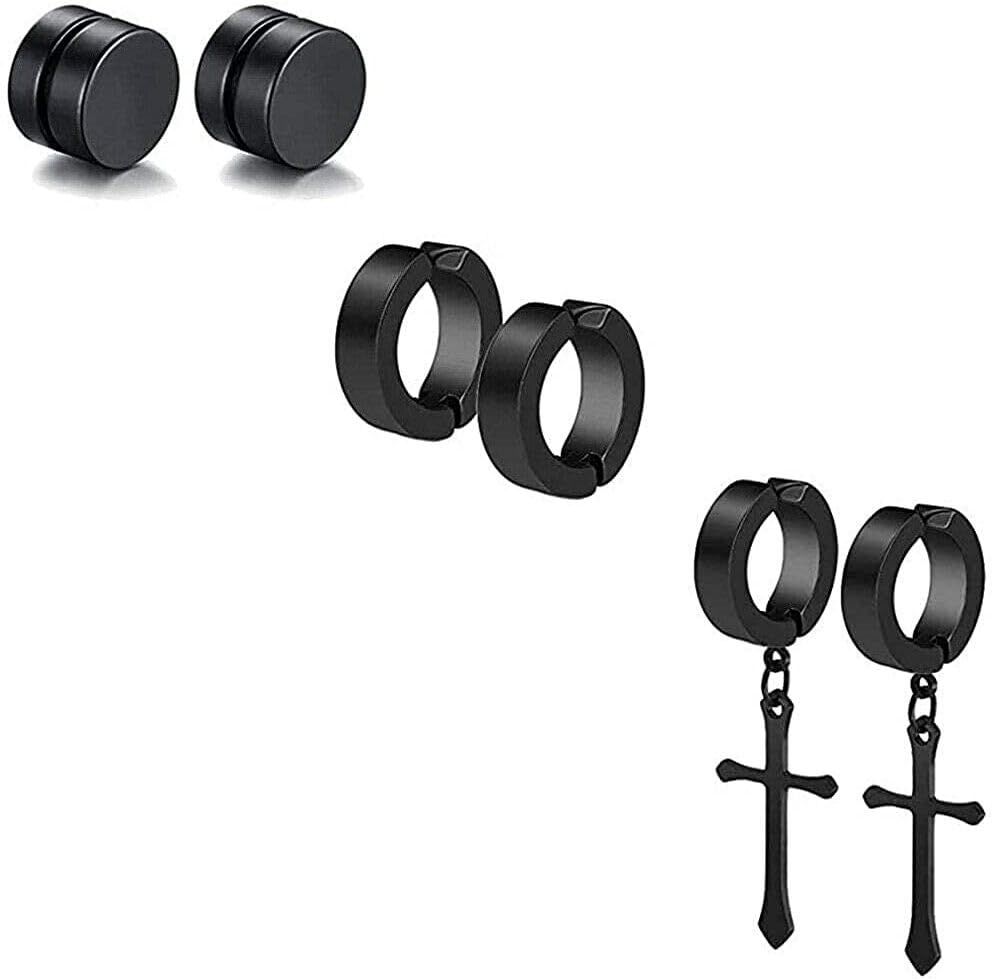 Stainless Steel Magnetic Stud Earrings for Men Women Gift Set Non Pierced Metal Drops & Danglers, Clip-on Earring, Hoop Earring, Hug_3 Pair Combo Black (B0D3F774KH) Amazon Price History, Amazon Price Tracker