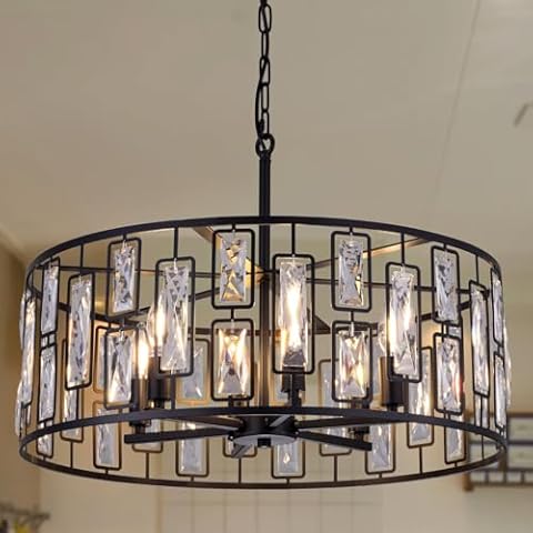 Wellmet 24in Black Crystal Chandelier Cover