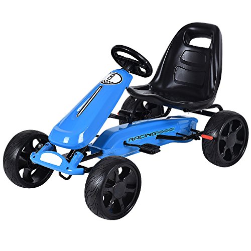 Costzon Go Kart, 4 Wheel Powered Ride On Toy, Outdoor Racer Pedal Car