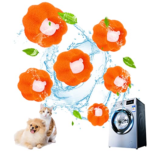 Boule Anti Poils pour Machine a Laver, Boule de Lavage Machine a Laver, Enlever les Poils D'animaux et les Peluches, Réduire l'enchevêtrement.(6 pcs) (Orange) Cover