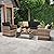 KROFEM 4 Pieces Patio Conversation Set, Outside Rattan Sectional Sofa, Cushioned Furniture Set, Wicker Sofa Ideal for Garden, Porch, Backyard, Natural Color Rattan and Black Cushion