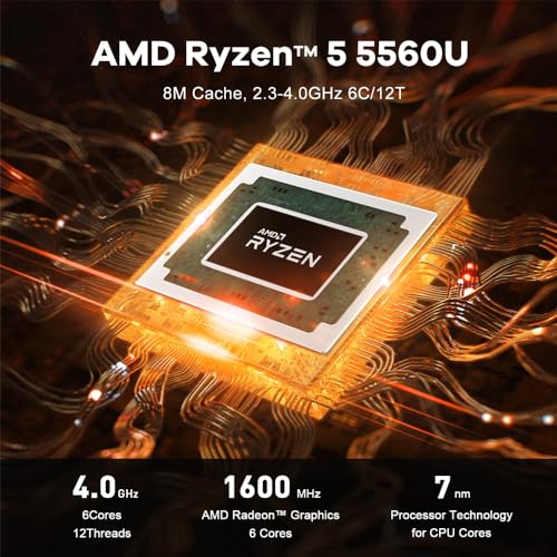 MPOWER Mini PC Ser5 Ryzen 5 5560U 16gb Ram 1TB Armazenamento Performance Superior Design Compacto Id