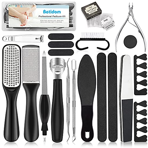 Pedicure Kit 20 in 1, Foot File Set, Stainless Steel Foot Care Kit, Callus and Dead Skin Remover Foot Rasp Peel, Pedicure Tools for Women Men Salon Home (Black)
