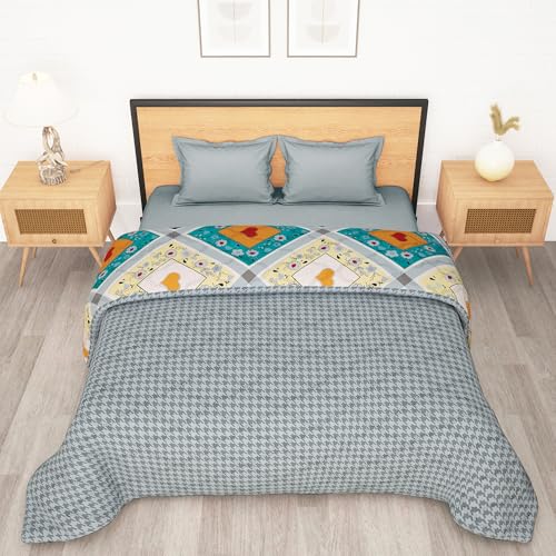 Image of Comforter Double Bed Blankets for Winter| 180GSM Microfiber Blanket Double Bed | 220X 250cm | AC Comforter Double Bed | Multi & Grey | Abstract Pattern | Quilts | Duvet | Dohar