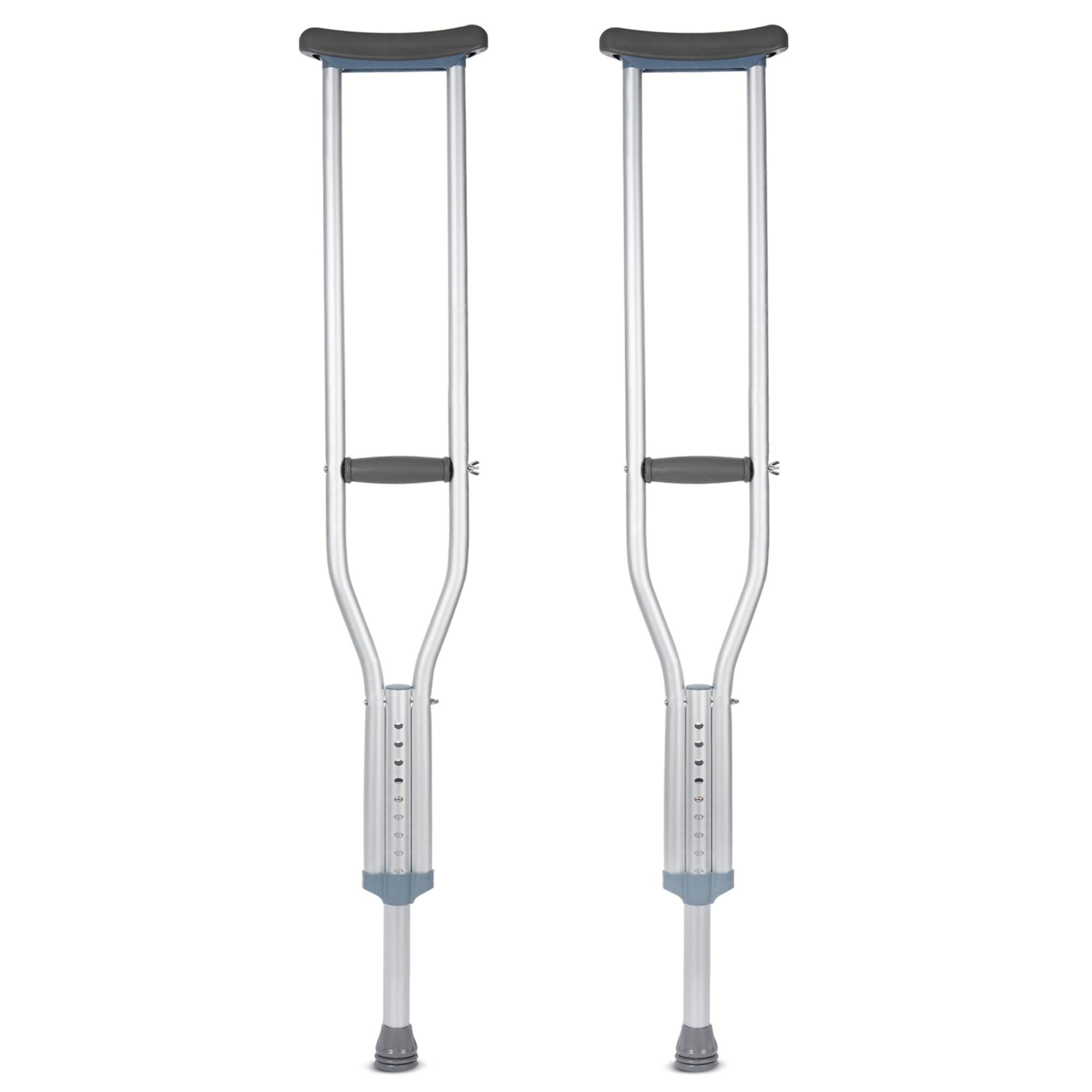 Muletas axilares para adultos, 2 unidades, muletas de altura ajustable para hombres y mujeres, muletas resistentes que soportan 150 kg (330 libras), muleta de aluminio ligera con asas acolchadas y