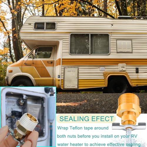 Image of 1 /2'' RV Water Heater Replacement Drain Valve,Upgraded Durable Brass Drain Plug for Replace RV Camper Trailer faulty Plastic Plug without leaking (2-Pack Valve)
