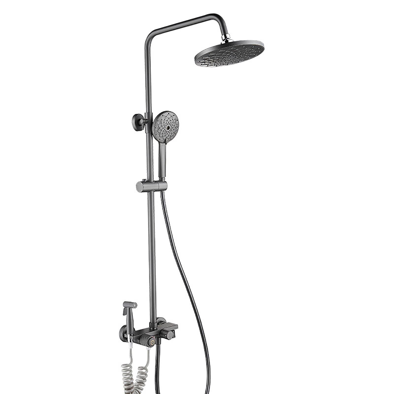SBCGFY 8-Inch Rain Shower System With Handheld Sprayer, Gray Wall Mount Shower Combo Set With Tub Spout, 4 Spray Modes, Elegant Bathroom Shower Faucet Set,