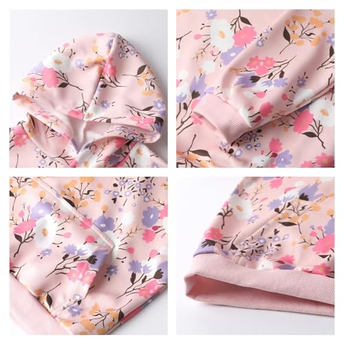 Image of WELAKEN Girls and Toddlers' Pullover Printed Hoodie Sweatshirt with Kangaroo Pocket