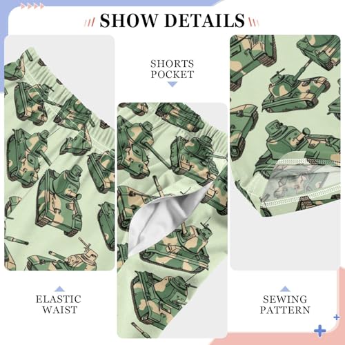 Pajama Bottoms, Tank Pattern Pajamas Pant Lounge Wear Green Sleep Long Pants Casual Sleepwear PJS4