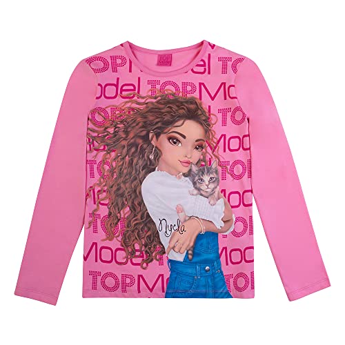TOP MODEL Niña Camiseta de Manga Larga con Nyela 75068 Rosa, Talla 164, 14 años