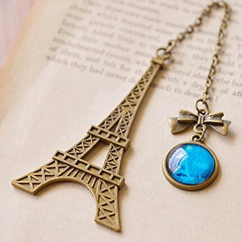 Katoot@ Vintage Eiffel Tower Bookmark for Books Creative Glass Gemstone Pendant peag Holder Gift Stationery School Office Supply Escolar Cover