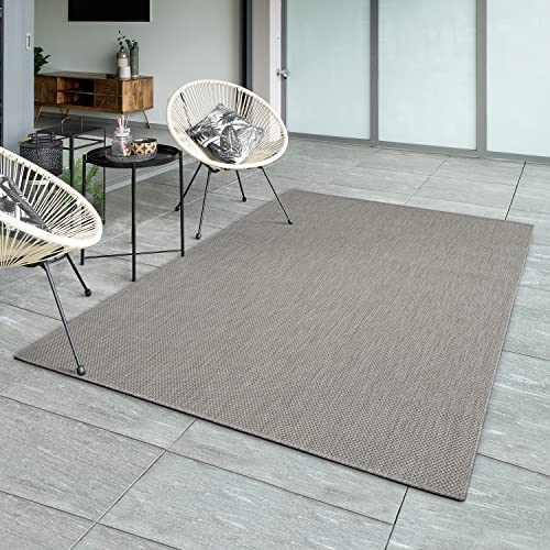 the carpet Mistra Tapis résistant tissé Plat Design Moderne idéal pour la Cuisine et la Salle à Manger Couleurs Tendance Ultra Plat Extérieur Gris 120 x 170 cm