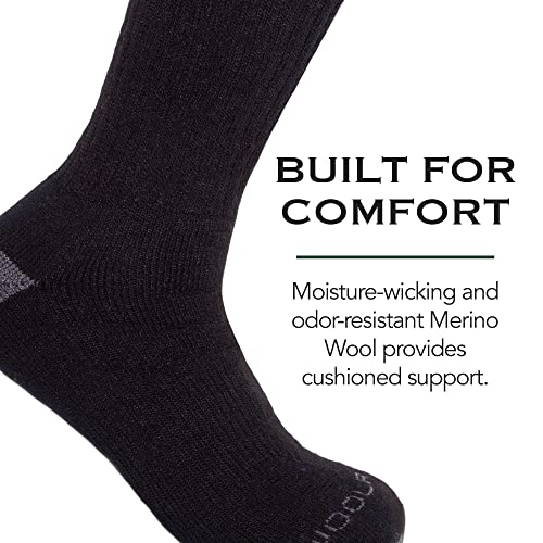 Image of Woolrich Merino Wool Socks for Men - Made in USA, Crew Hiking Sock, Made of 78% Merino Lambswool w /Padded Arch, 2 Pairs