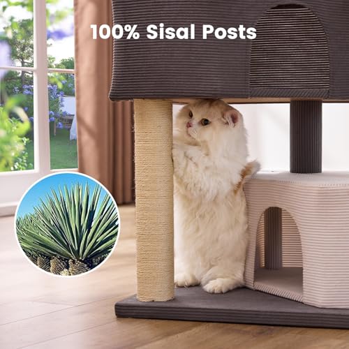 Image of Gardner Pet Cat Tower for Large Cats, 41 inch Heavy Duty Cat Tree with 2.8 inch Thickened Scratching Posts & Extra Large Hammock, Stable Cat Climbing Stand with Washable Perch for Maine Coon & Multi-Cat