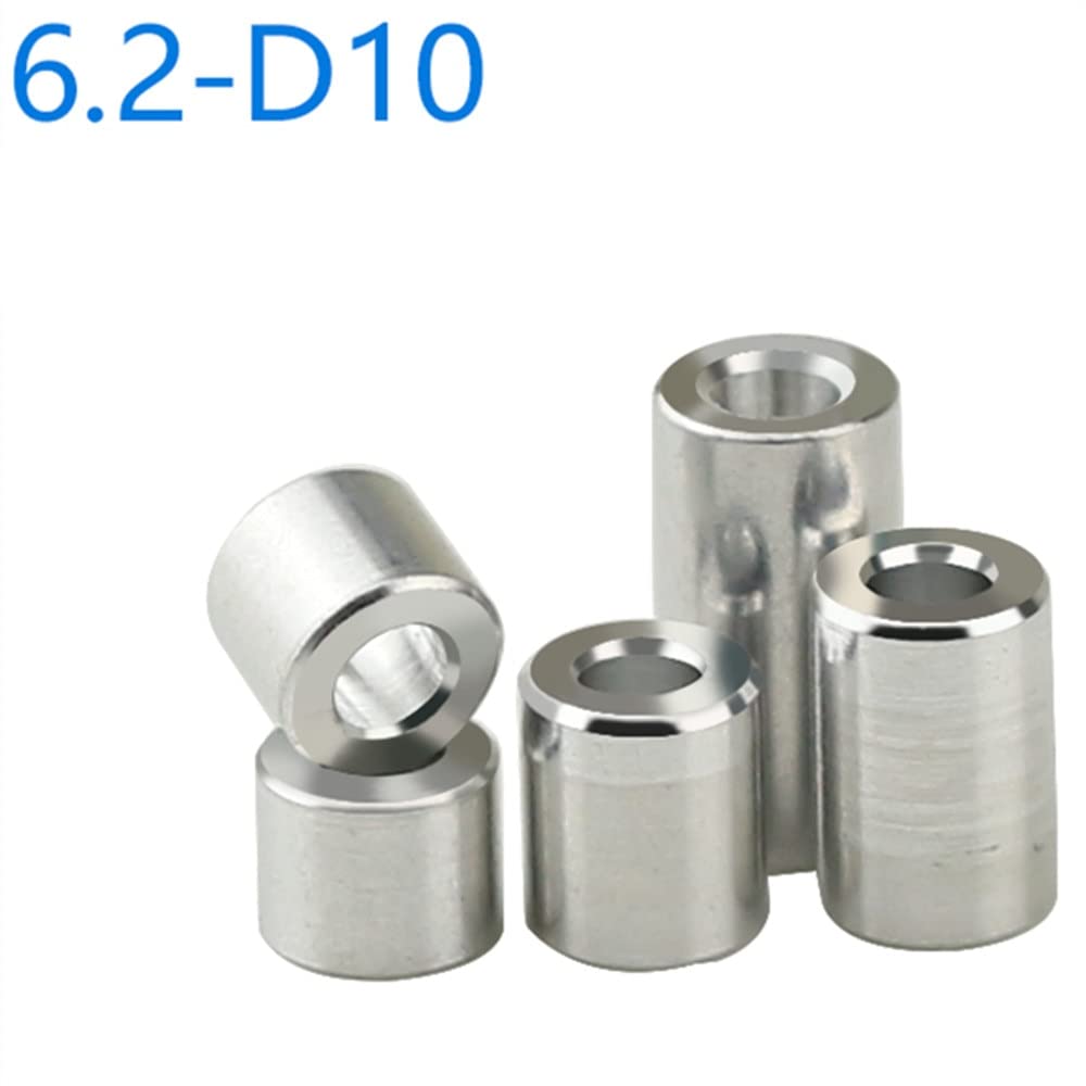 Cojinete, Juego de 10 espaciadores arandela aluminio, redondos, huecos, sin rosca, M4, M5, M6, M8 y M10(5.2xD9x1.5(10pcs))