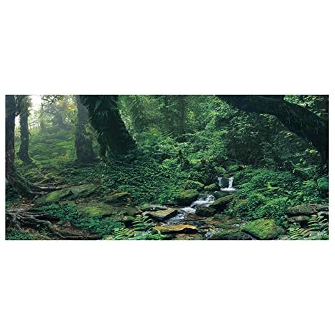 Aquarium Wallpaper Underwater Riverway Pattern Background Green Image Waterproof PVC Poster for Fish Tank Decoration (M, 91 * 50cm) Cover