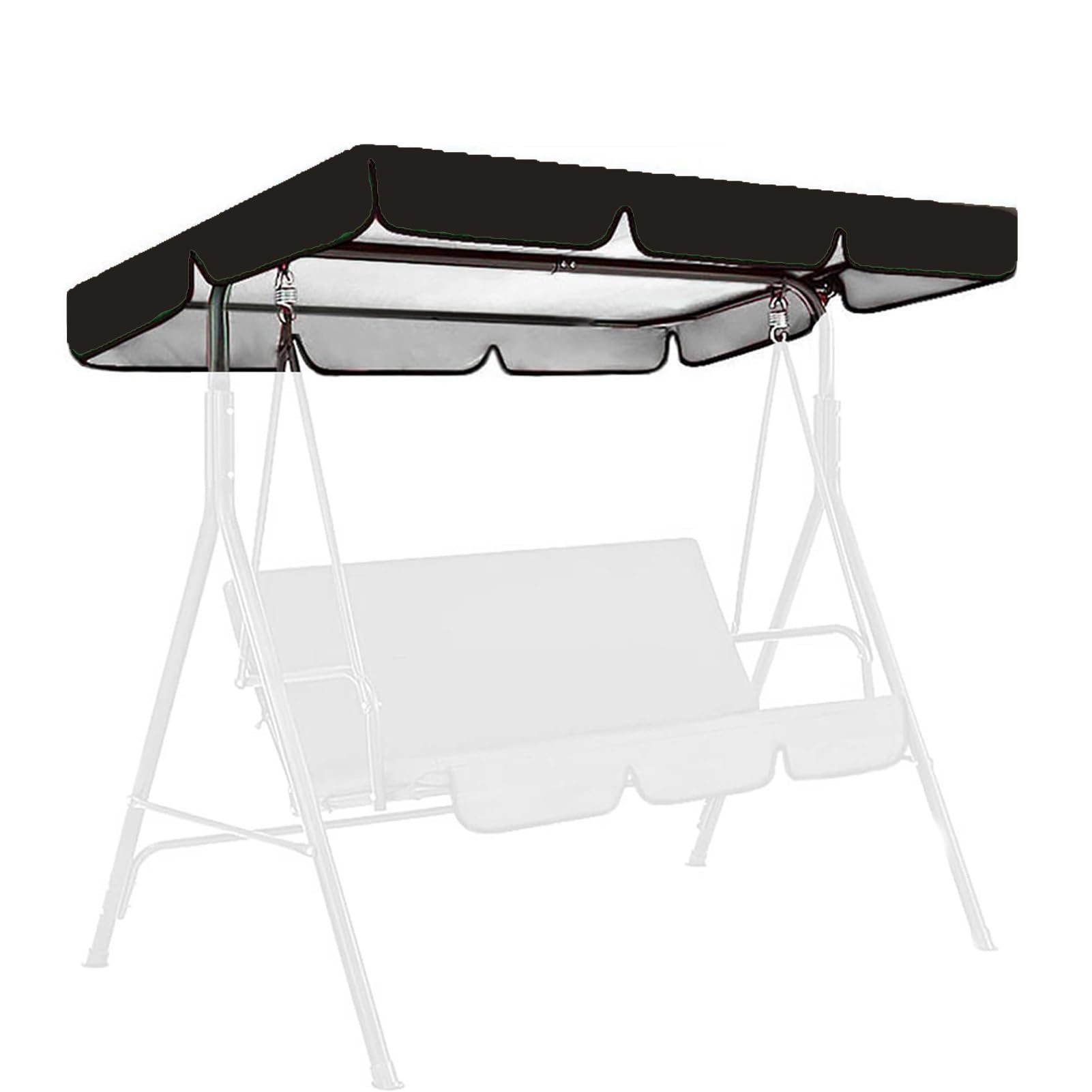 DLLDLGG Outdoor Swing Canopy Top Replacement, Garden Furniture Sun Shade Cover, 210D Rain and Snow Protection Porch Swing Canopy Replacement Cover for Patio Swing Chair(Black,56x47in)