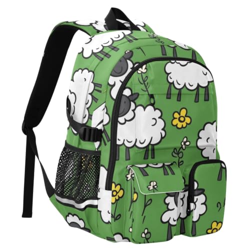 Mochila para portátil de 17.5 pulgadas con dibujos de ovejas blancas bolsa ligera informal de trabajo 2