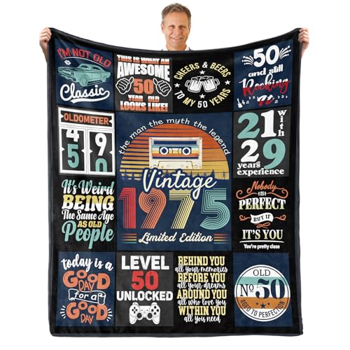 Kesidilo 50th Birthday Gifts for Him, 1975 Birthday Blanket, 50th