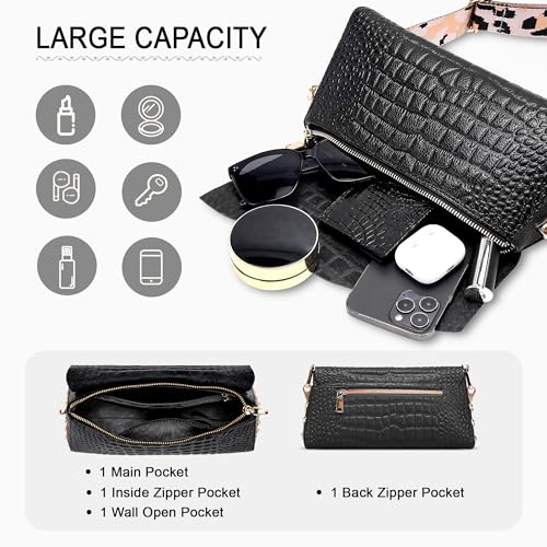 Image of BOYATU Genuine Leather Shoulder Bag Women: Handmade Crocodile Pattern Purse