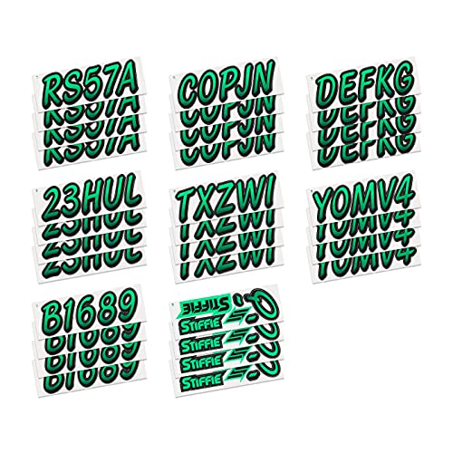 Image of STIFFIE Whipline Seafoam Green /Black 3 inch Boat & PWC Registration Decals • Numbers Letters Stickers