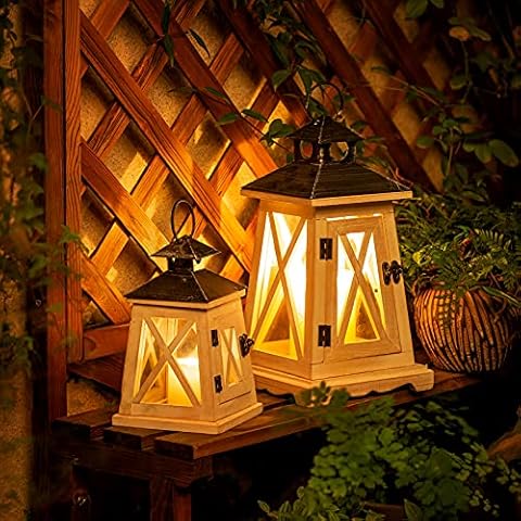 Sziqiqi Faroles para Velas Candelabro de Madera Apenada Vintage Cover