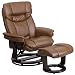 Flash Furniture Contemporary Palimino Leather Recliner and Ottoman with Swiveling Mahogany Wood Base