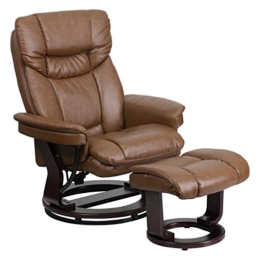 LeatherSoft Swivel Recliner with Ottoman