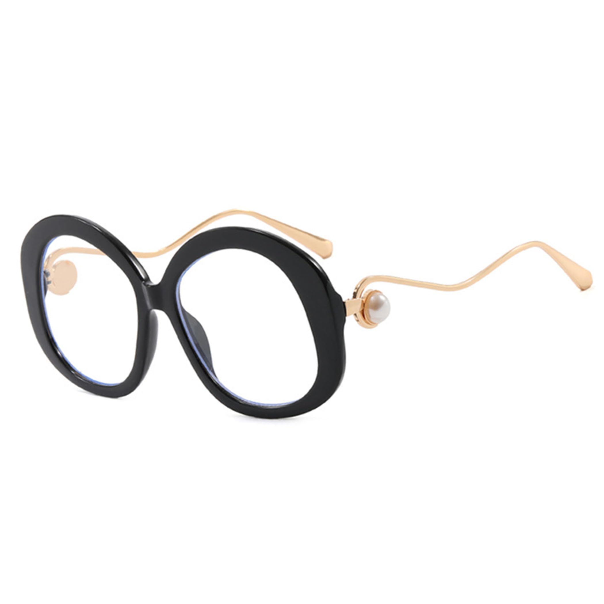 bullabulling Womens Anti-Blue Block Light Pearl Inlay Arm Cat Eye Reading Glasses