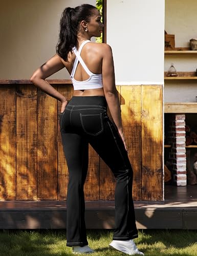Women's Bootcut Yoga Pants, Leggings Flare with 4 Pockets High Waisted Causal Dress Pants Petite/Tall/Regular4