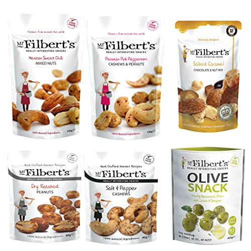 Mr Filberts Snack Selection Box 6 Pack Mixed Snacks with Nuts Olives and Pocket Snacks Savoury Variety Snack Set