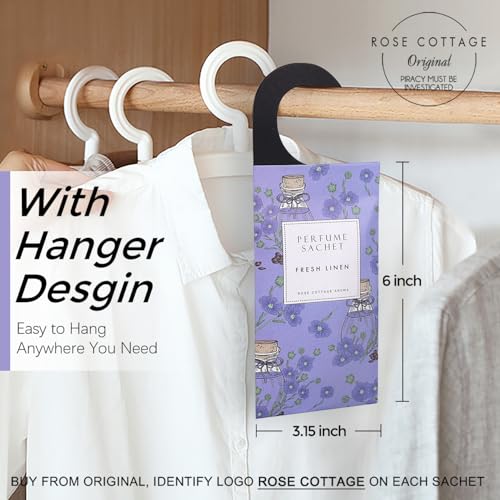 image for ROSE COTTAGE Large 12 Packs Fresh Linen Hanging Closet Deodorizer Air 