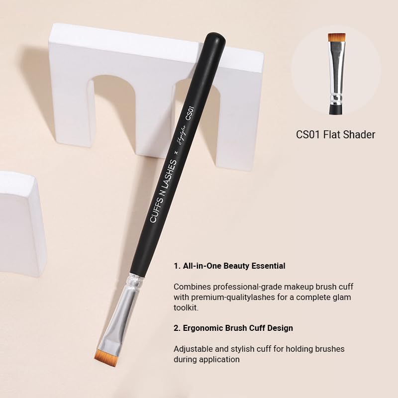 Cuffs N Lashes X Shystyles CS01 Flat Shader Brush – High Performance Eye Makeup Brush | Soft Bristles | Cruelty-Free | Handmade in India | Professional Eye Shadow Application - Image 5 thumbnail