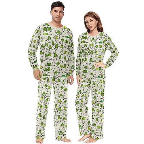 JHKKU Funny Frogs Pajama Set for Men's & Women's Soft Comfy Family