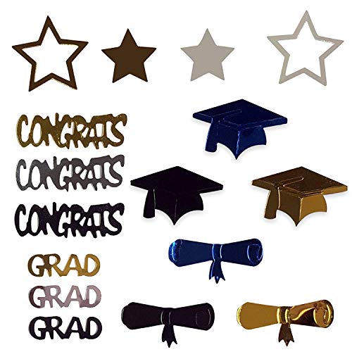 Image of KatchOn, Black and Gold Grad Confetti 2026 - Pack of 1000 | Congrats Grad Confetti for Graduation Decoration | Black and Gold Grad Table Decorations 2026 | Graduation Decorations 2026