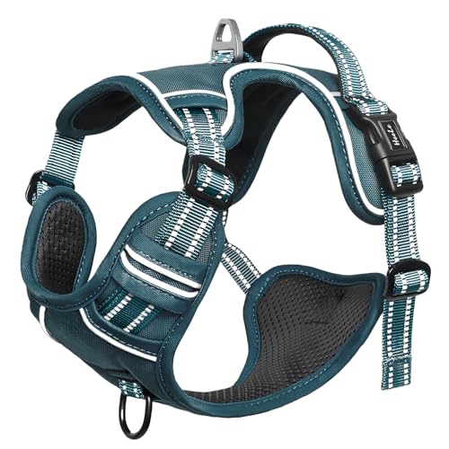 Image of HEELE Dog Harness for Large Dogs No Pull Dog Vest Harness for Large Dog with Soft Padded Handle Reflective for Outdoor Training, Blackish Green, L