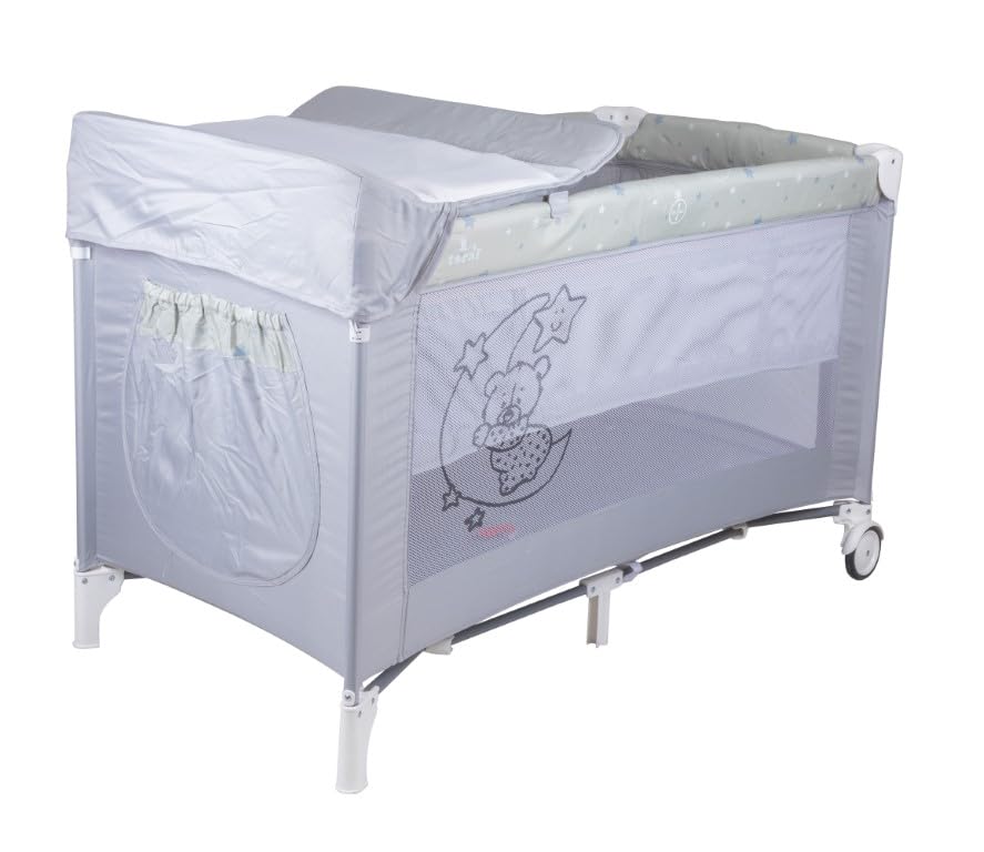 TORAL Cuna de Viaje Bebe con Colchon - Parque Cuna Bebe 2 en 1, Cuna Viaje Bebe Plegable y Seguro, Ideal para Casa y Viaje, Práctico Parque Infantil para Dormir y Jugar Modelo Pretty+ con Cambiador