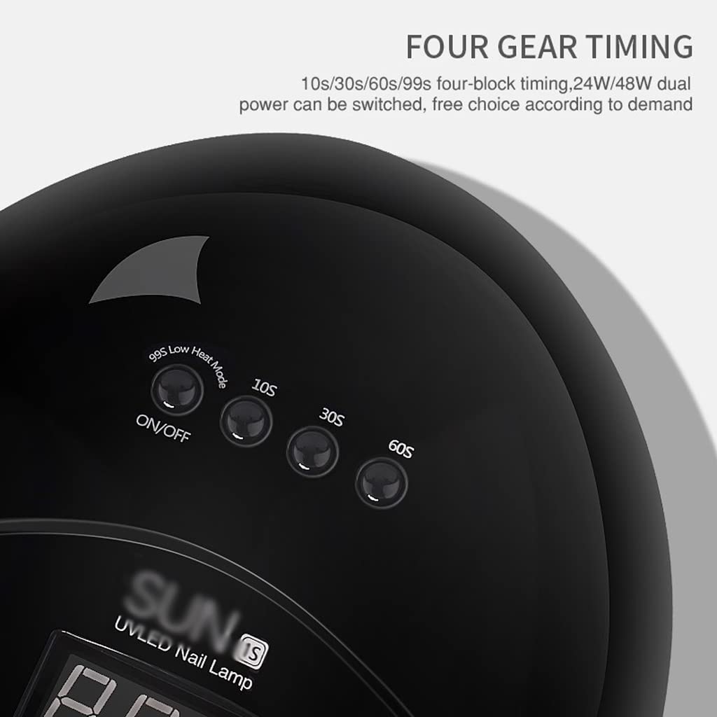 AAPIE Strumenti per Unghie Lampada per Unghie a LED UV 48w con 3 impostazioni del Timer Sensore Automatico Lampada per fotopolimerizzazione Professionale per Smalto Gel Uso Domestico Nero