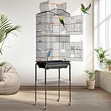 VIVOHOME 64 Inch Bird Cage with Play Top and Rolling Stand for Parrots Conures Lovebird Cockatiel Parakeets Black