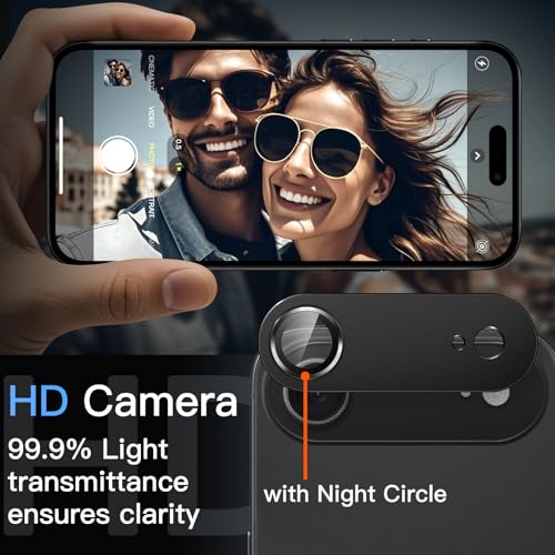 Image of JETech Camera Lens Protector for iPhone Air, Full Coverage 9H Tempered Glass Ring Cover, Matte Metal Plate, Case Friendly, 1-Pack, 6.5-Inch Display (Black)